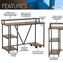 Techni Mobili Industrial Writing Desk, Black