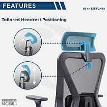 Techni Mobili Truly Ergonomic Mesh Office Chair with Headrest - Black
