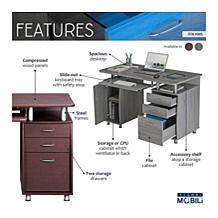 Techni Mobili Workstation Computer Desk with Storage - Chocolate