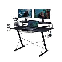 Techni Sport TS-200 Carbon Computer Gaming Desk with Shelving