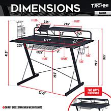Techni Sport TS-200 Carbon Computer Gaming Desk with Shelving