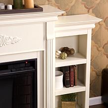 Tennyson Electric Fireplace with Bookcases - Ivory