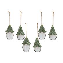 Terra Cotta Gnomes with Pine Tree Hats Ornaments - 6-piece Set