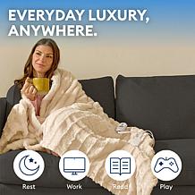 Therahaus Luxe Heated Throw with Faux Fur & Sherpa, 50x70"