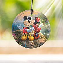 Thomas Kinkade Disney Glass Ornament - Mickey & Minnie Sweetheart Cove