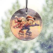 Thomas Kinkade Disney Hanging Glass - Mickey & Minnie Sweet Holiday