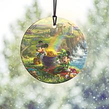 Thomas Kinkade Disney Mickey and Minnie in Ireland Hanging Glass