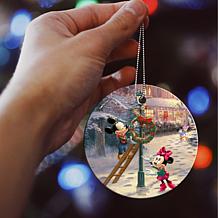 Thomas Kinkade Disney Mickey's Victorian Christmas Hanging Glass