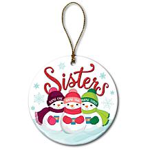 Three Snow Sisters Personalized Ceramic Round Ornament