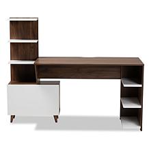 Tobias Two-Tone Wood Storage Computer Desk with Shelves