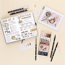 Tombow Dual Brush Pen Art Markers - Coffee Break Palette 6-Pack