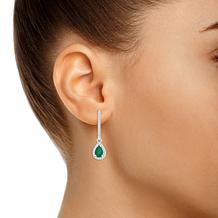 Top Choice Gems  6x4mm Pear Gem and Diamond Dangle Earrings