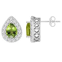 Top Choice Gems  8x5mm Pear Gem and White Topaz Stud Earrings