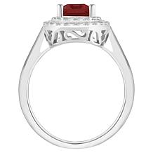 Top Choice Gems 8x6mm Emerald-Cut Gem and White Topaz Double Halo Ring
