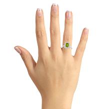 Top Choice Gems 8x6mm Emerald-Cut Gem and White Topaz Halo Ring