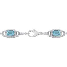Top Choice Gems Gem and White Topaz 6x4mm Emerald-Cut Halo Bracelet