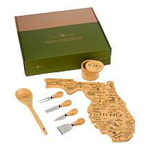 Totally Bamboo XL State Engrave Cutting Board & 6pc Kitchen Set