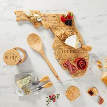 Totally Bamboo XL State Engrave Cutting Board & 6pc Kitchen Set