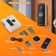 Toucan Wireless 1080P HD V3 Video Doorbell with Chime and Night Vision