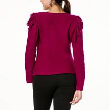 Tower Hill by Christie Brinkley Fringe Detail Boatneck Sweater