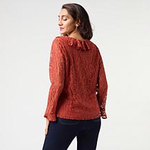 Tower Hill by Christie Brinkley Lace Ruffle Blouse