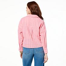 Tower Hill by Christie Brinkley Twist-Front Button-Down Blouse