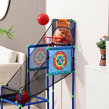 Trimate: 2-in-1 Arcade Basketball Hoop Game w/ 2 Dart Boards