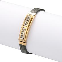 Two Row CZ Leather Bracelet