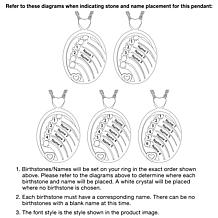 Two-Tone Oval Name And Birthstone Crystal Hearts Pendant