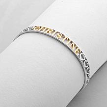 Two-Tone Sterling Silver Name Cuff Bracelet