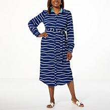 TWRHLL by Christie Brinkley Long Sleeve Shirt Dress with Belt