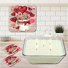 Valentine 6.5x6.5 Artboard Lid/20oz Candle & Coaster Set