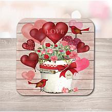 Valentine Bucket 6.5" x 6.5" Artboard Lid and 20oz. Candle