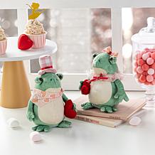 Valentine's Plush Frog Couple Figurines 7.25"H