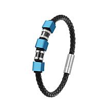 Van Heusen Men's 3-Bead Braided Leather Bracelet
