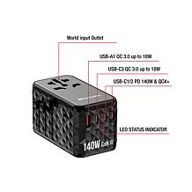 Verbatim UTA-10 GaN III Universal Travel Adapter 140W – USB-C, USB-A