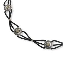 Vince Camuto Leather Cord Laced Resin Stone Concho Belt