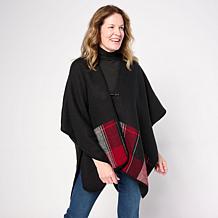 Vince Camuto Reversible Woven Plaid Topper