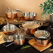 Vintage Hammered Tri-Ply Copper 5.5" Saucepan 1qt. with Lid