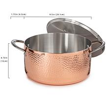 Vintage Hammered Tri-Ply Copper 9.5" Stockpot 5.75qt with Lid