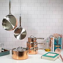 Vintage Hammered Tri-Ply Copper 9.5" Stockpot 5.75qt with Lid