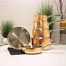 Vintage Hammered Tri-Ply Copper Deep Skillet 9.5"