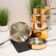 Vintage Polished Tri-Ply Copper Deep Skillet 8" & 9.5"
