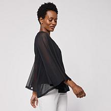 Vivica A. Fox Collection Overlay Mesh Flutter-Sleeve Top