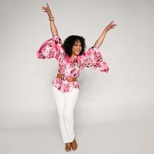 Vivica A. Fox Collection Split-Sleeve Button-Down Top