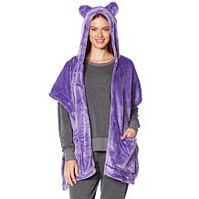 Warm  & Cozy Hooded Sherpa Trim Angel Wrap