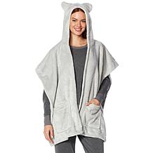 Warm  & Cozy Hooded Sherpa Trim Angel Wrap