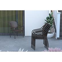WellTraveledLiving Rhodos Café Stacking Chair Mocha All-Weather Wicker