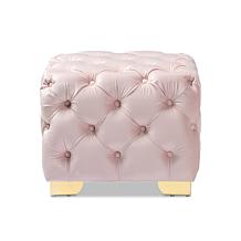 Wholesale Interiors Avara Velvet Upholstered Button Tufted Ottoman
