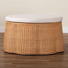 Wholesale Interiors bali and pari Rattan Ottoman w/Cushion Round Lrg